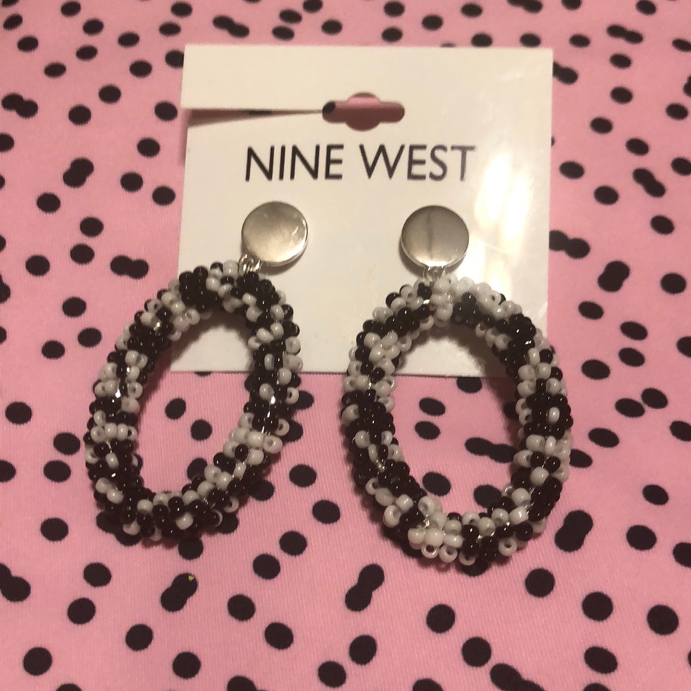 Black and White Beaded Nine West Earrings
